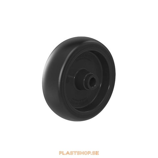 [P2006411] Wheel, wheel diameter 100 mm, hub in Polypropen (PP) with soft track in TPE, black color. 100 kg load capacity, slide bearings
