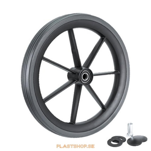 [P2006416] Wheel, wheel diameter 315 mm, hard wheel in solid PU Foam, gray color. 35 kg load capacity, dubbla ball bearings