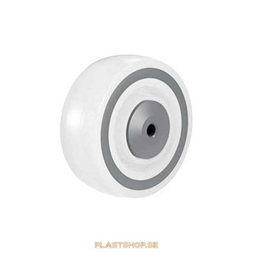 [P2006421] Hjul, hjuldiameter 100 mm, hårt hjul i massiv Polypropen (PP), grå färg. 225 kg bärighet, kullager