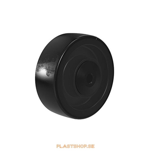 [P2006424] Wheel, wheel diameter 100 mm, hub in Nylon PA6 with soft track in Polyuretan, black color. 225 kg load capacity, ball bearings