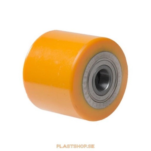 [P2006790] Wheel, wheel diameter 120 mm, hub in Gjutjärn with soft track in Polyuretan, orange färg. 1000 kg load capacity, dubbla ball bearings