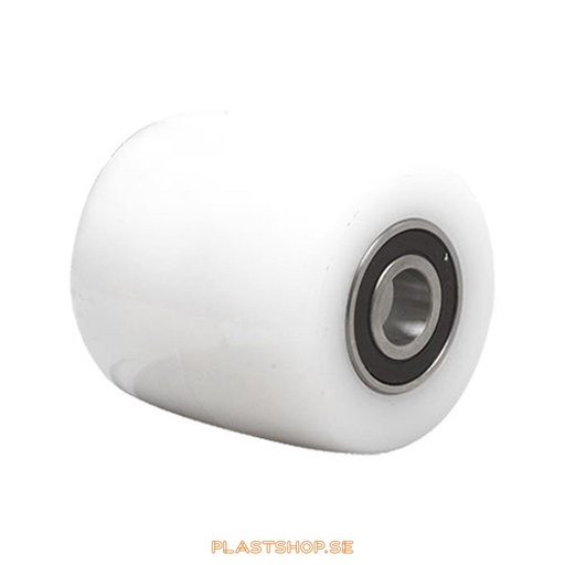 [P2006809] Wheel, wheel diameter 85 mm, hard wheel in solid Nylon PA6, white color. 900 kg load capacity, dubbla ball bearings